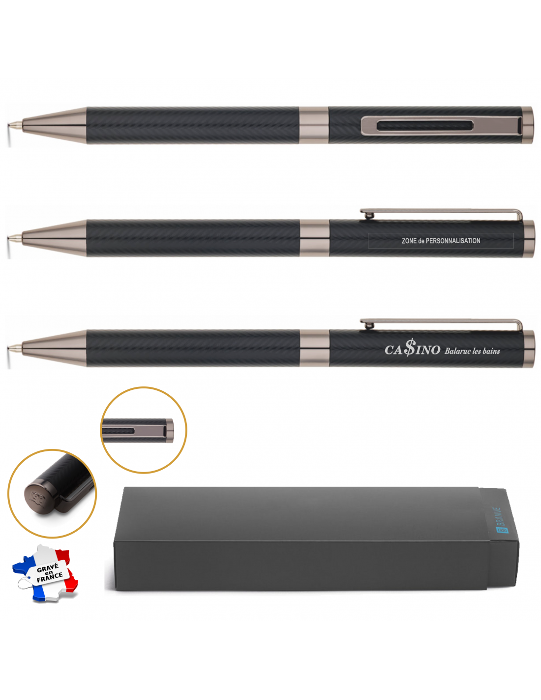 Stylo Bille Métallique ALSMT - Couleur Gris Et Doré - Neuf Sans Emballage