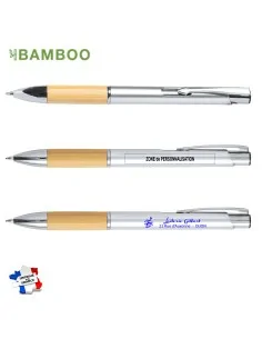 Stylo publicitaire, corps en ABS et manche en bambou 2