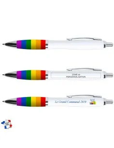 Stylo publicitaire avec grip multicolore - Stylo-France 2