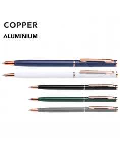 Stylo bille avec corps en aluminium, finition rosée
