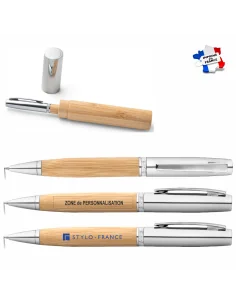 Stylo bille en bambou et métal personnalisable - Fuji 2